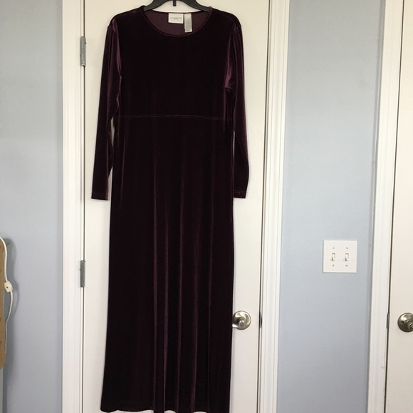 Liz Claiborne Sport Velvet Maxi Dress Purple size M - Picture 2 of 10